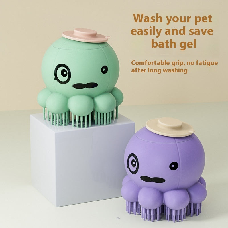 Cepillo mascotas/ masajea la piel, estimula la circulación, elimina pelo muerto y reduce la caída) Pets Shower Brush Silicone Bath Massage Comb Pet Products.