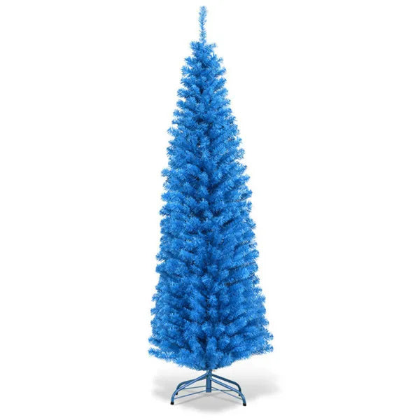 Arbol navideño artificial, 6FT Artificial Christmas Tree - 520 Branch Tips, Blue Pencil Shape Design, Eco-Friendly PVC  Sturdy Metal Stand