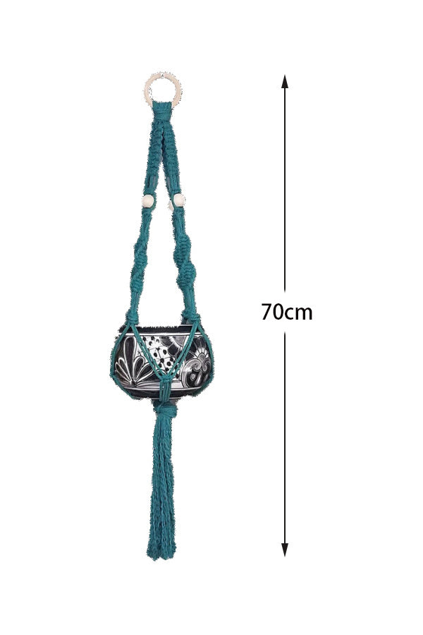 Maceta colgante/ Woven Hanging Basket Hanging Rope Hanging Basket Plant Pot Green Plant Net Pocket Balcony