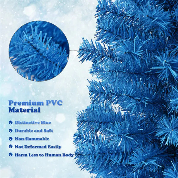 Arbol navideño artificial, 6FT Artificial Christmas Tree - 520 Branch Tips, Blue Pencil Shape Design, Eco-Friendly PVC  Sturdy Metal Stand