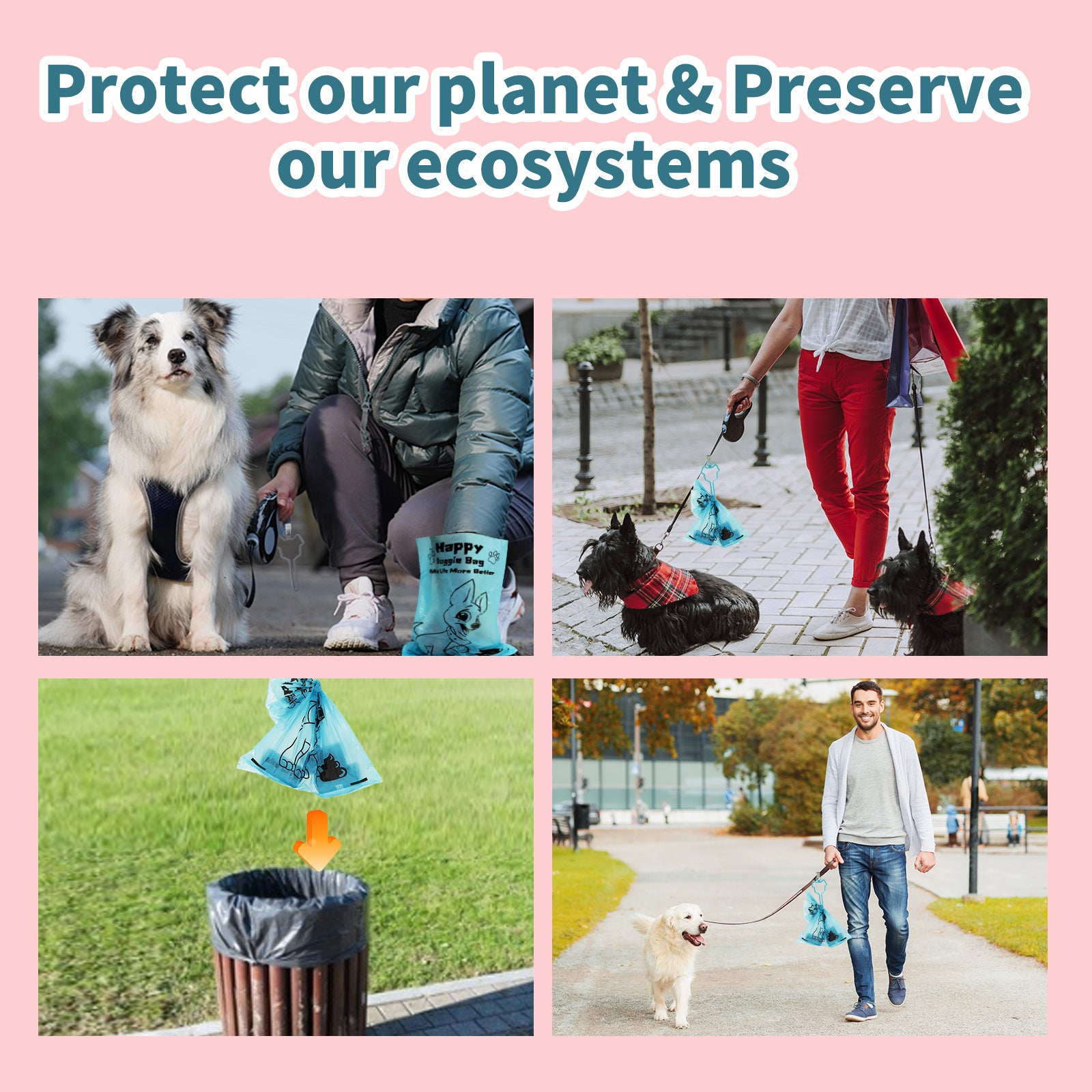 Eco Friendly Biodegradable Poop Bags. Bolsas biodegradables par mascotas -Huella Sustentable