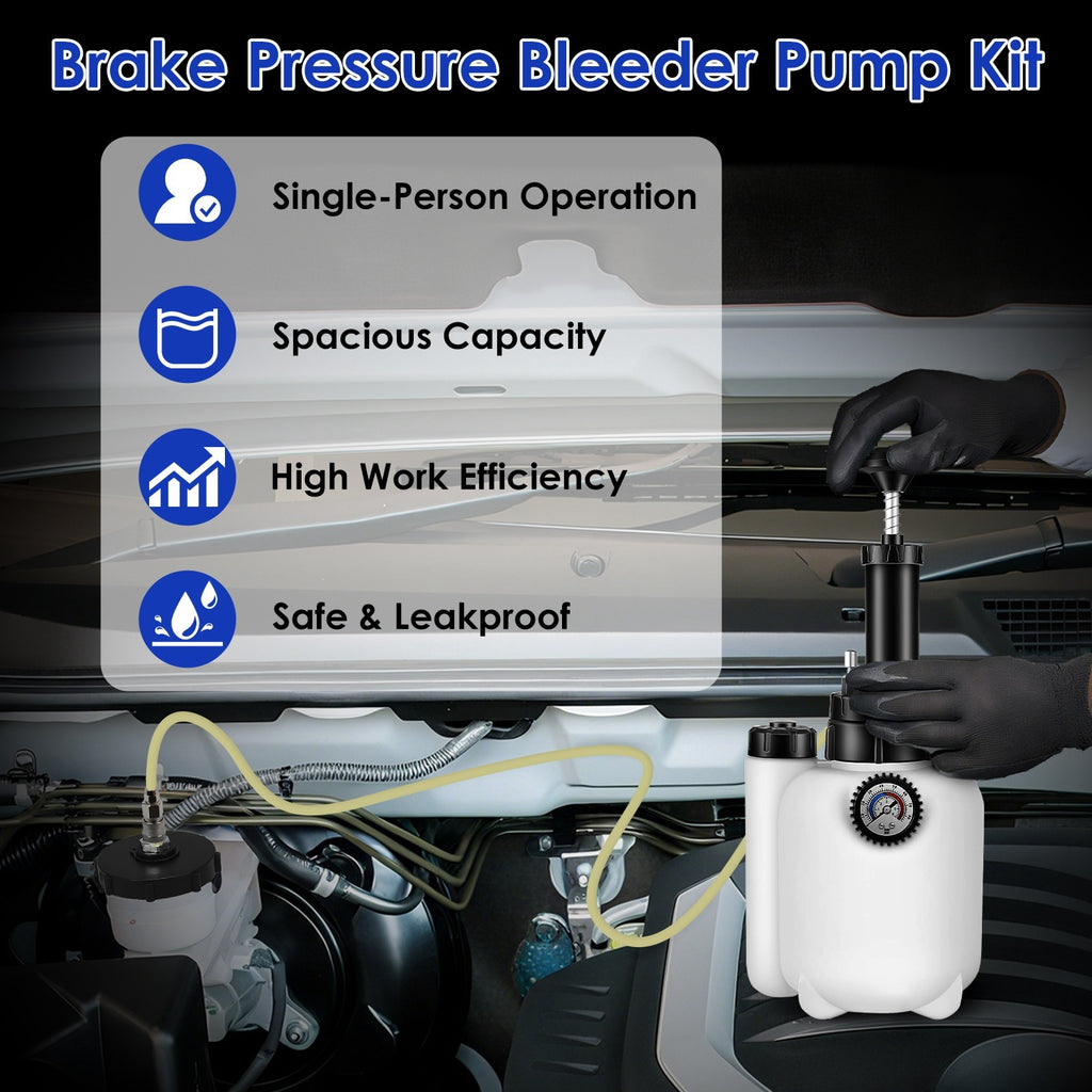 SET para purga de automovil /1 Set 3L Manual Brake Bleeder Kit One Person Brake Bleed Vacuum Pump Automotive Brake Fluid Bleeding Kit With 1L Waste Oil Bottle 4 Master Cylinder Adapters Gloves Funnel Fit For Most Vehicles