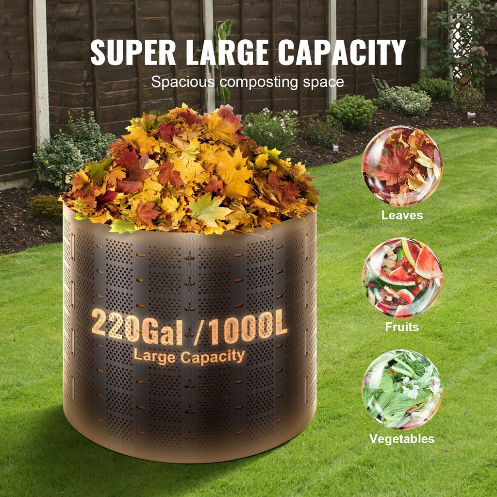 Compost Bin 220 Gallon, Outdoor Expandable Composter, Easy To Setup  Large Capacity Composting Bin, Fast Creation Of Fertile Soil
