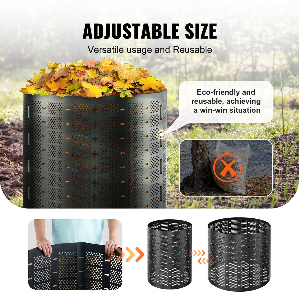 Compost Bin 220 Gallon, Outdoor Expandable Composter, Easy To Setup  Large Capacity Composting Bin, Fast Creation Of Fertile Soil